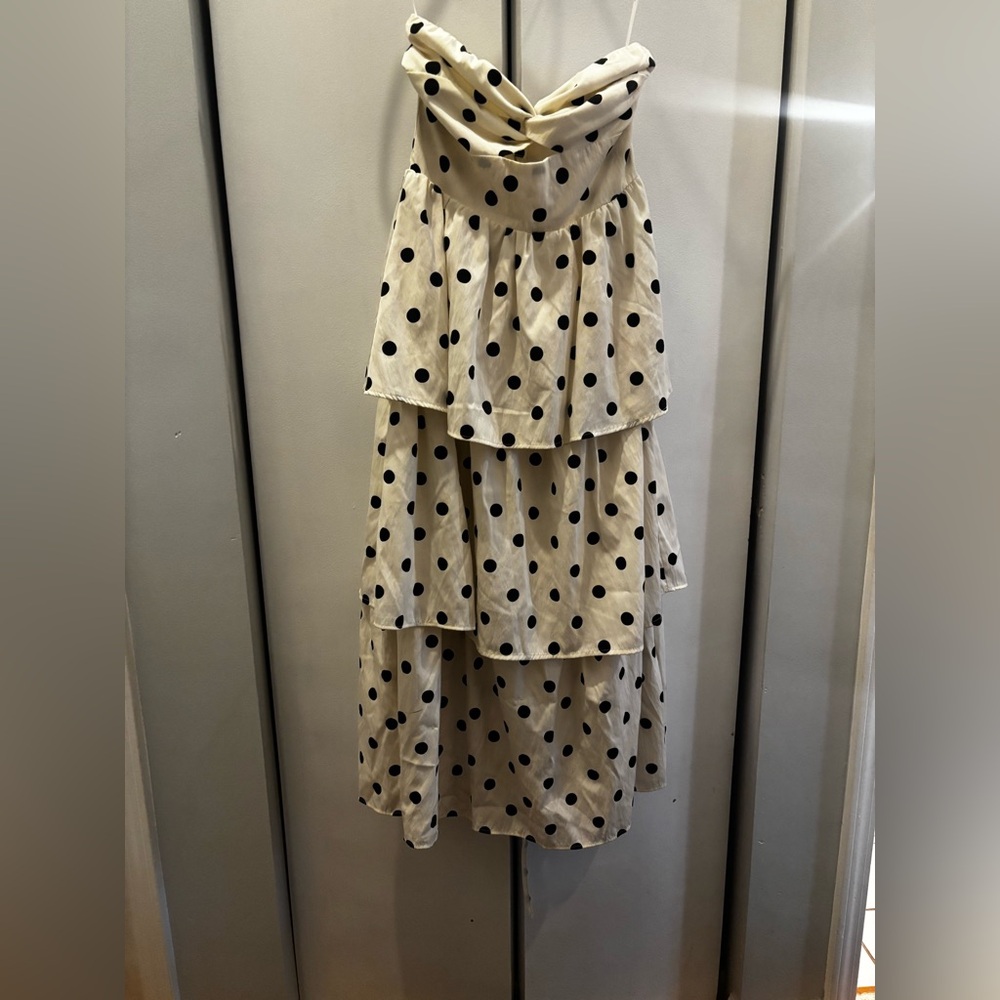 Lulu's Cream Midi Dress with Black Polka Dots